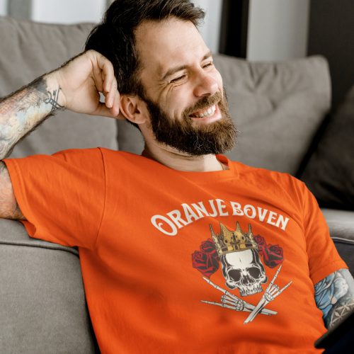 Koningsdag T-shirt Oranje Boven Skull
