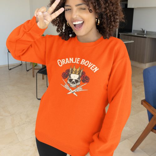 Koningsdag Trui Oranje Boven Skull