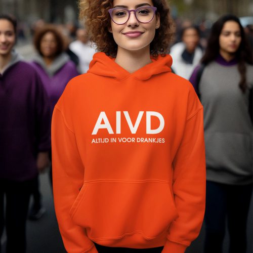 Oranje Koningsdag Hoodie AIVD Altijd In Voor Drankjes