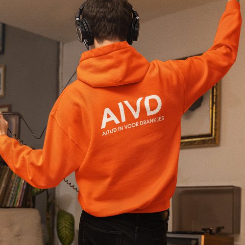 Oranje Koningsdag Hoodie AIVD Altijd In Voor Drankjes Back