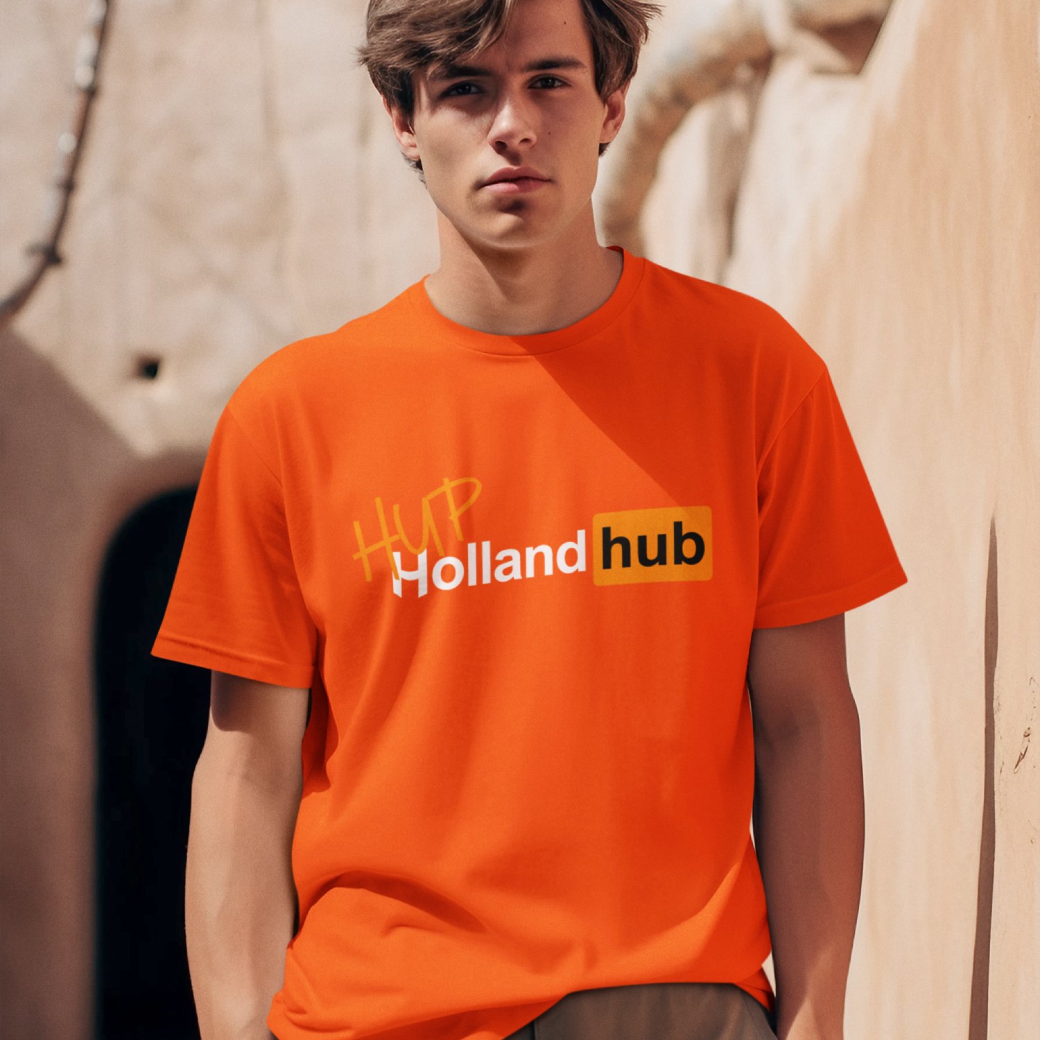 Oranje Koningsdag T-shirt Hup Holland Hub Heren
