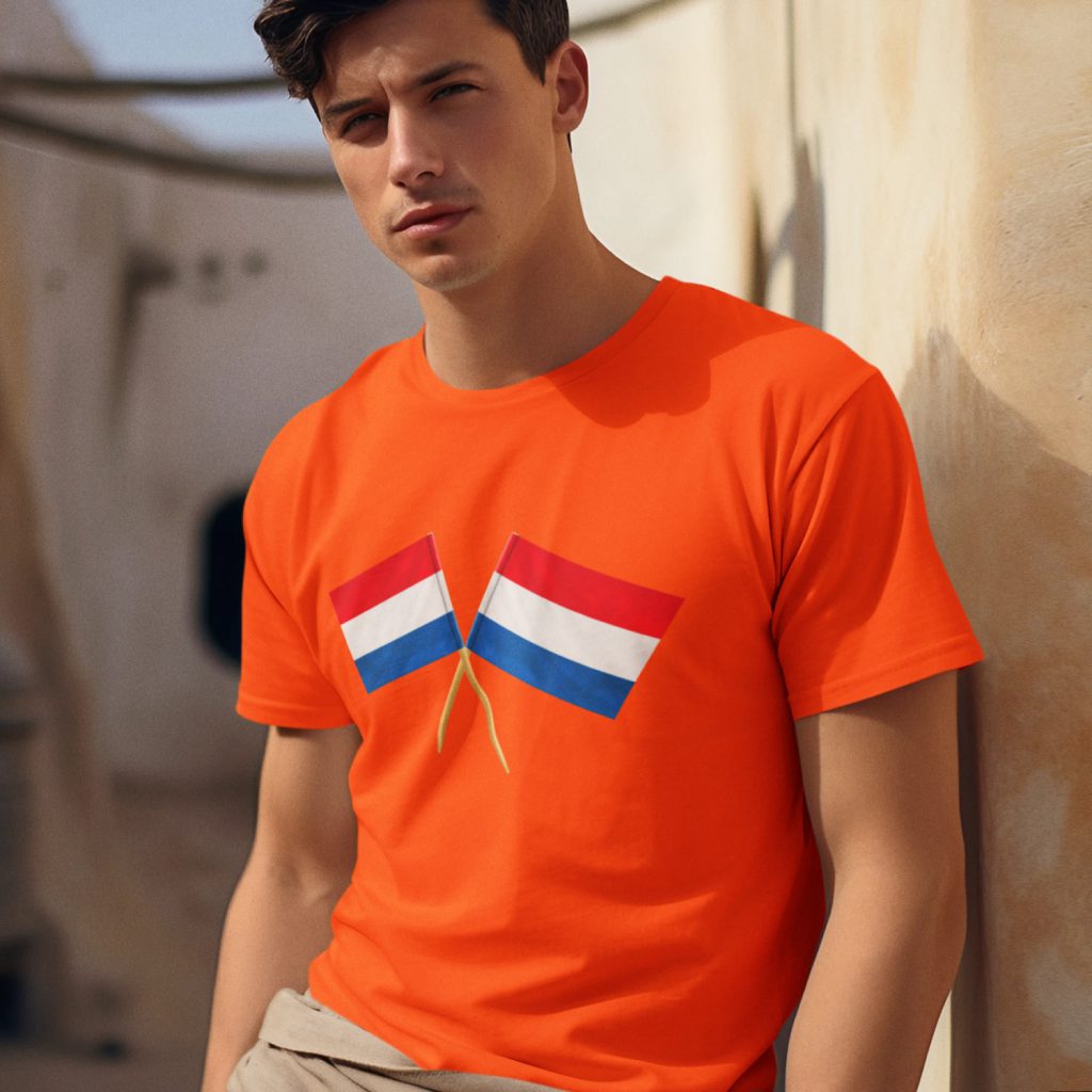 Oranje Koningsdag T-shirt Vlaggetjes