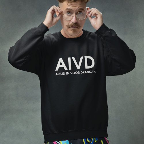 Zwarte Koningsdag Trui AIVD Altijd In Voor Drankjes