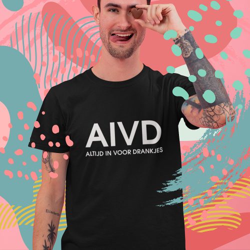 Zwart Koningsdag T-shirt AIVD Heren