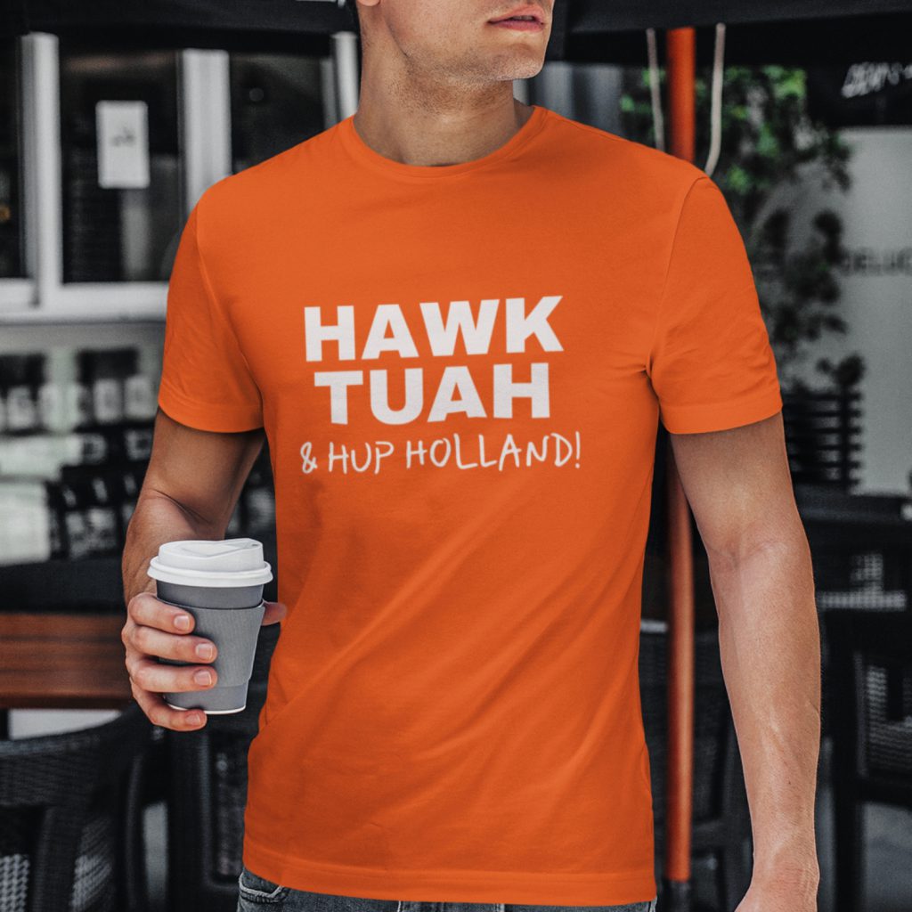 Oranje WK EK T-shirt HAWK TUAH En Hup Holland