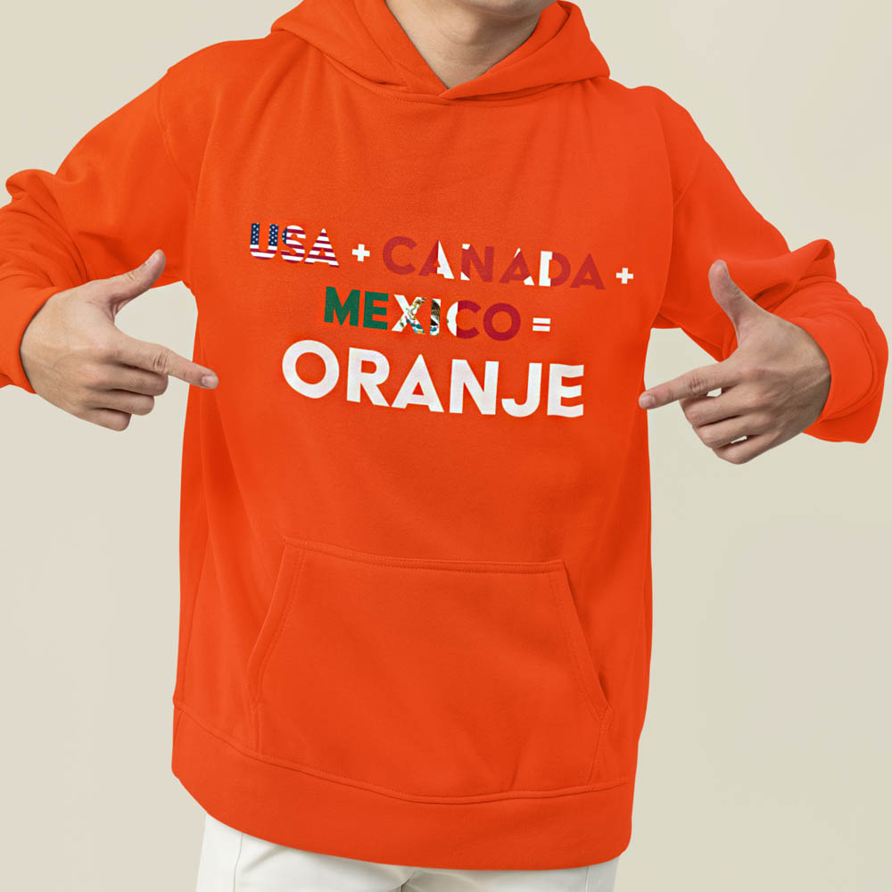Oranje WK EK Hoodie USA+Canada+Mexico=Oranje