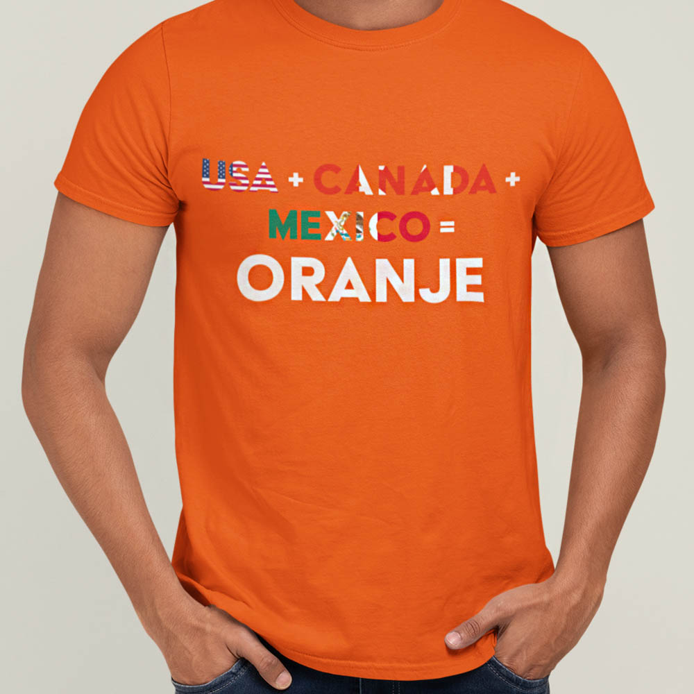 Oranje WK EK T-Shirt USA+Canada+Mexico=Oranje