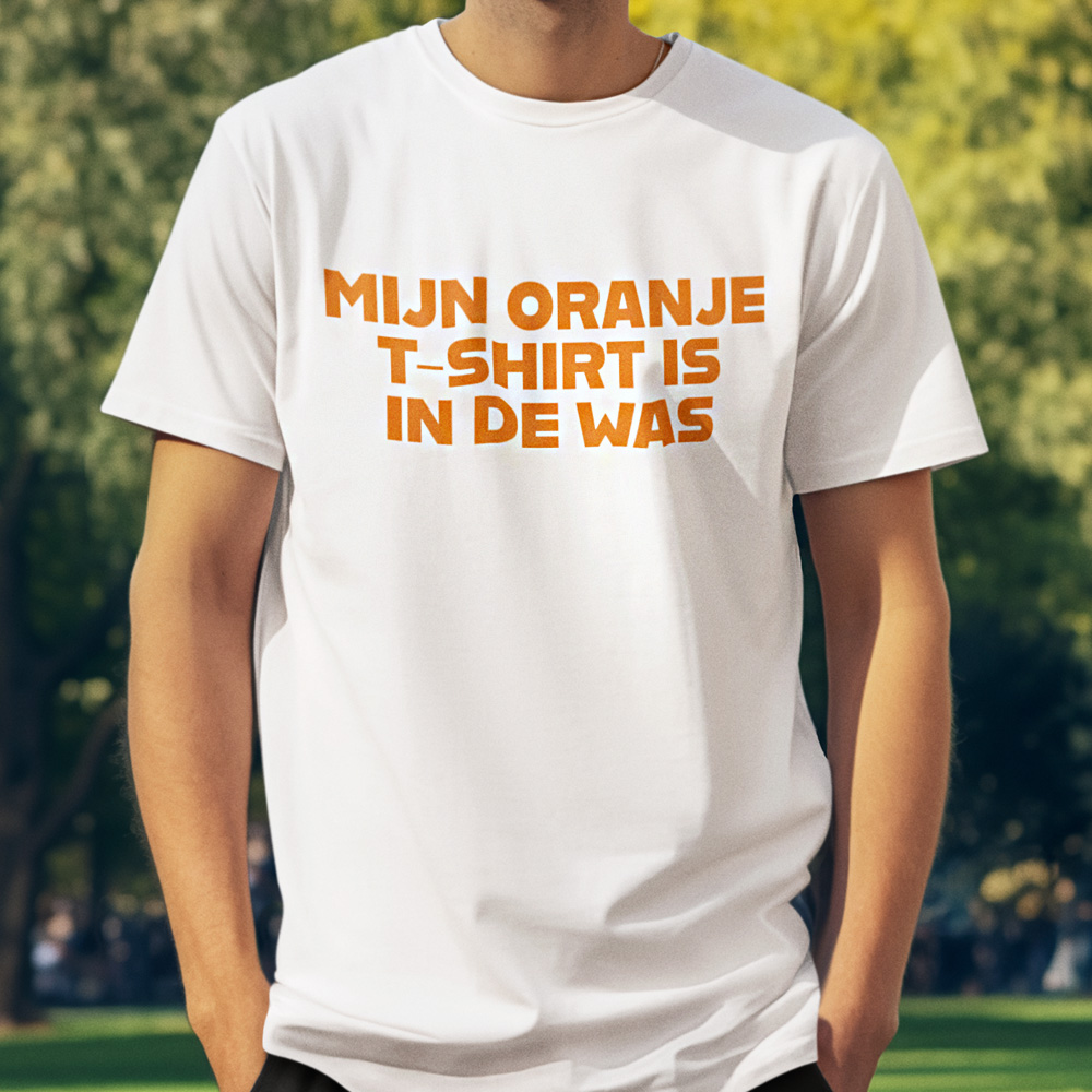 Wit EK WK T-shirt Mijn Oranje Shirt Is In De Was