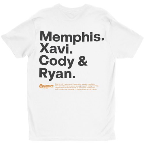 Wit Tshirt Voetbalspelers namen_Memphis_Xavi_Cody_Ryan