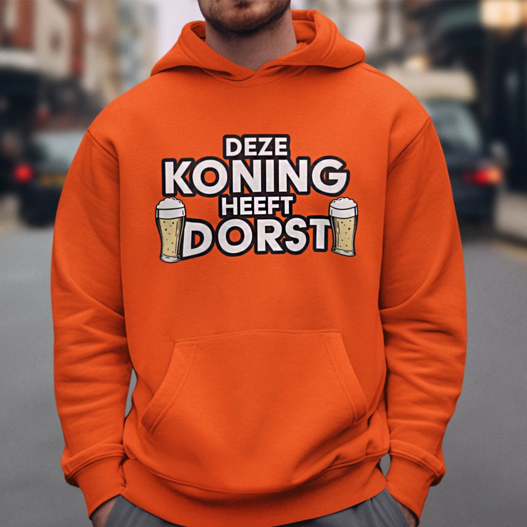 Oranje Hoodie Deze Koning Heeft Dorst