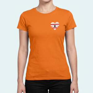 Oranje T-shirt Dames Drenthe hartje