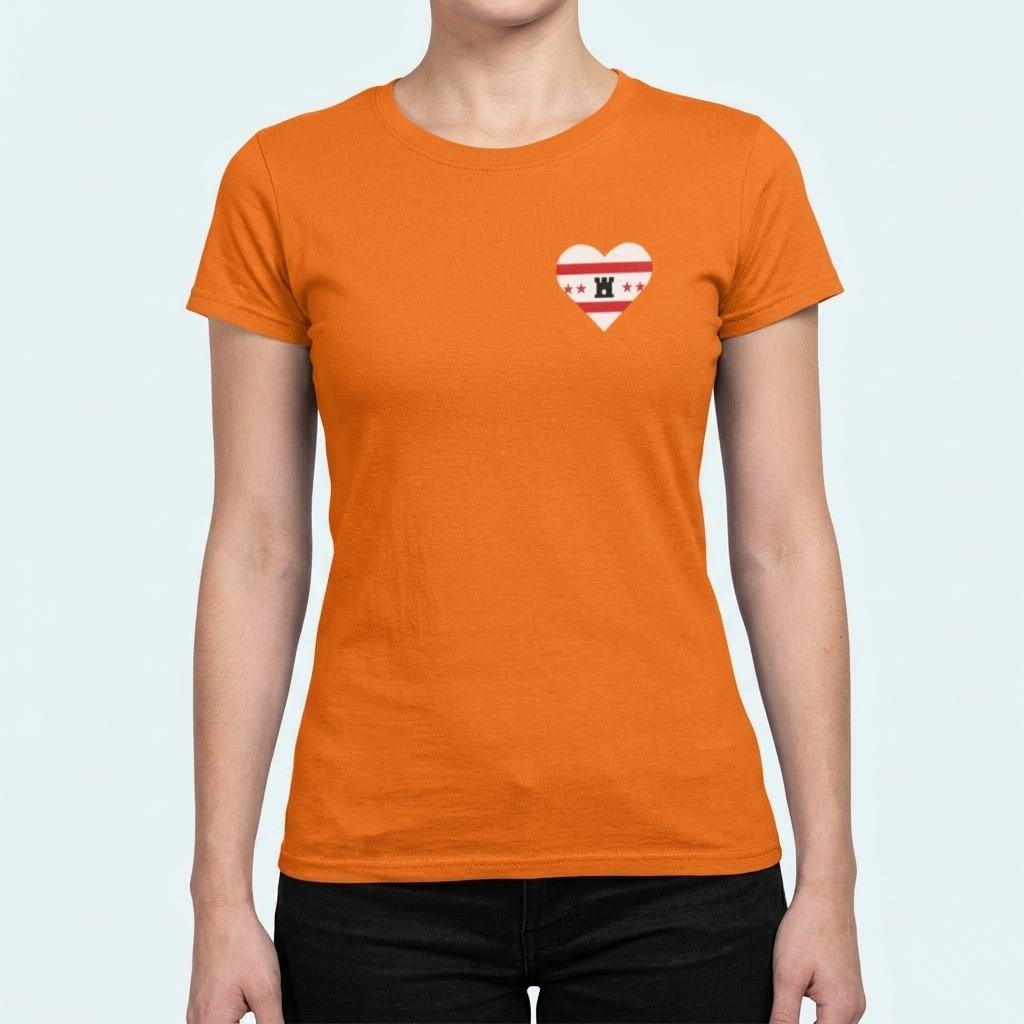 Oranje T-shirt Dames Drenthe hartje